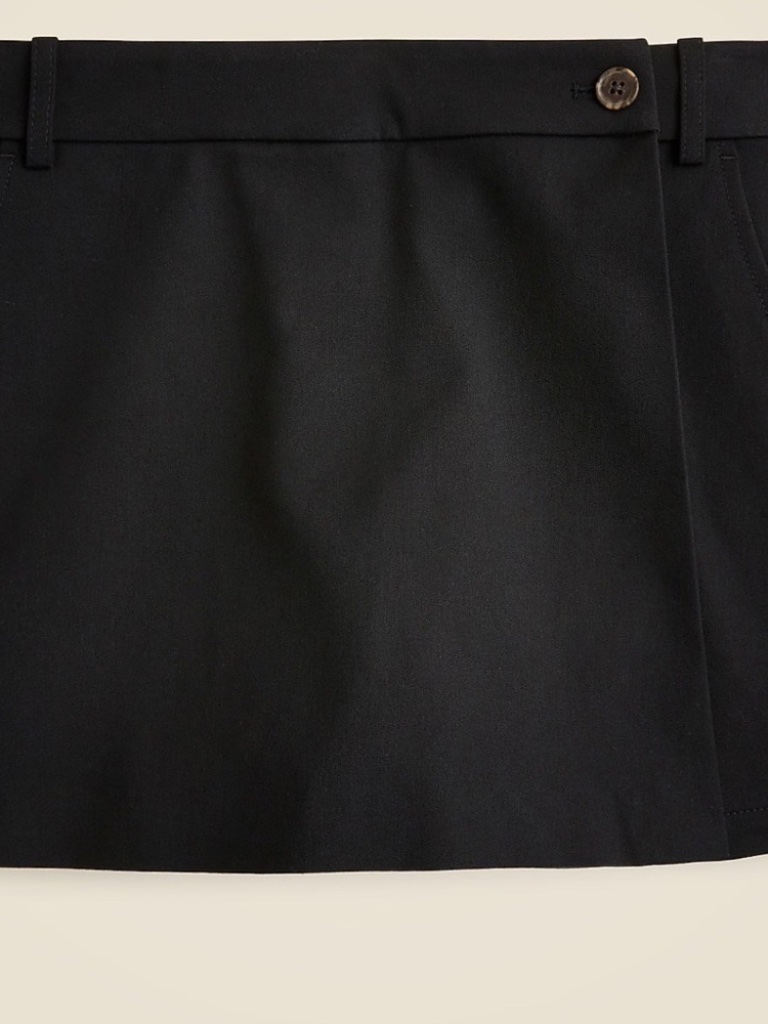 J.Crew Wrap Front Skort Size 4 Black Bi-Stretch Cotton Blend Nwt Tailored Chic